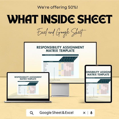 Responsibility Assignment Matrix Template Excel | RACI Matrix Template Google Sheets | Project Management Tool | RAM Template |