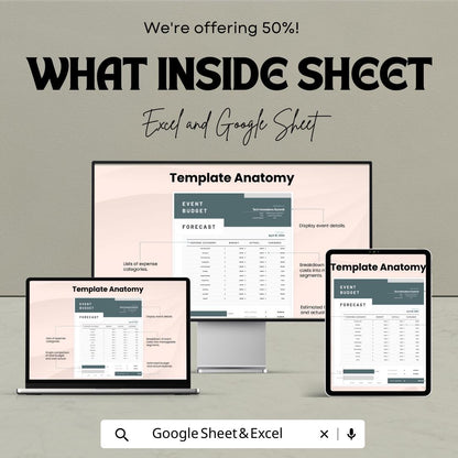 Event Budget Forecast Template | Event Budget Planner Spreadsheet | Expense Tracker | Google Sheets and Excel