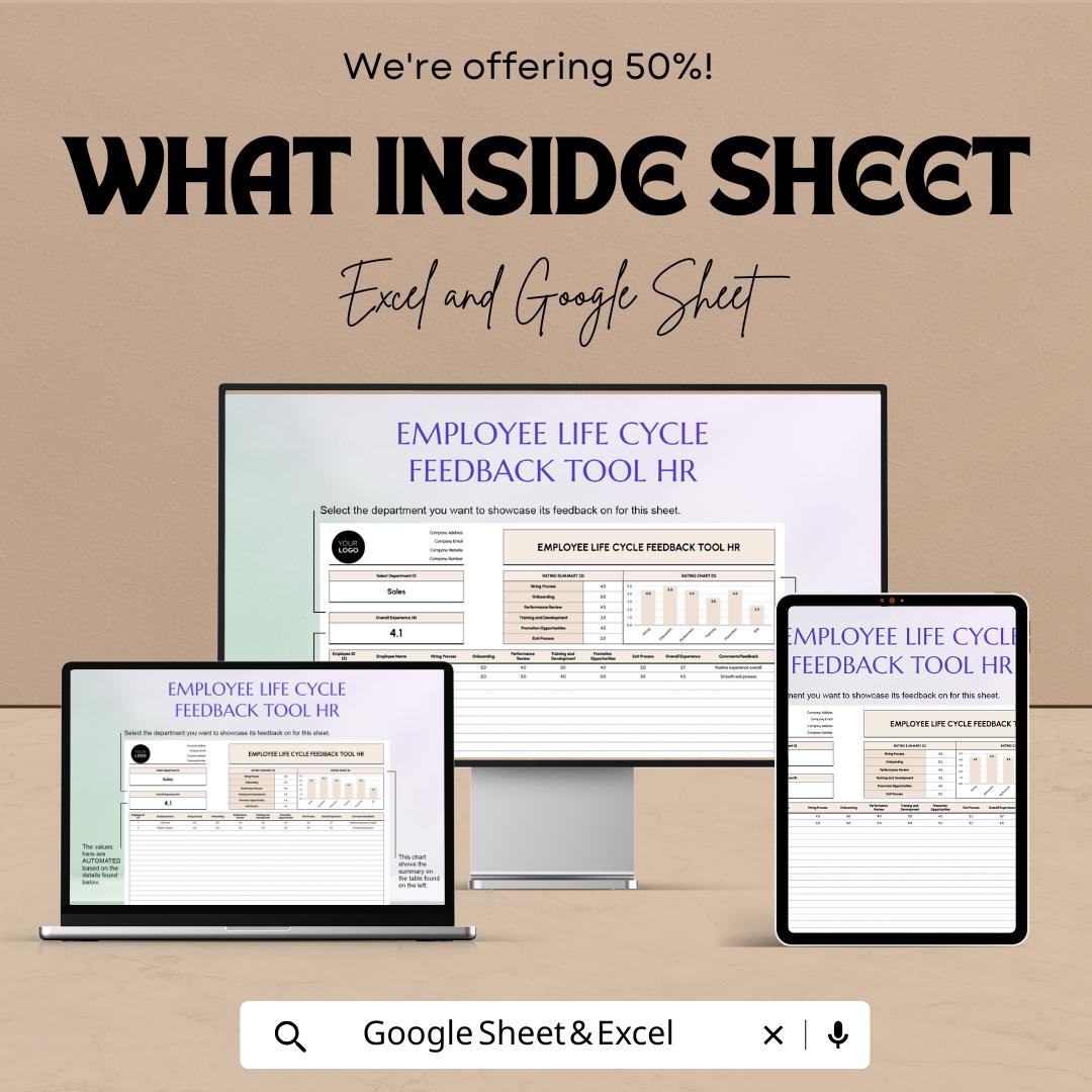 Employee Life Cycle Feedback Tool HR | Employee Experience Tracker | HR Feedback System | Excel & Google Sheets