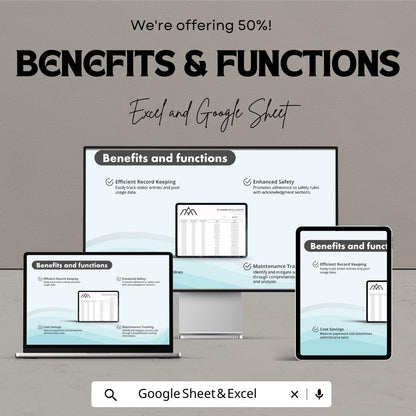 Pool Sign In Sheet | Excel and Google Sheet Template for Hotels and Resorts | Track Visitor Details, Time-in & Time-out | Easy to Customize