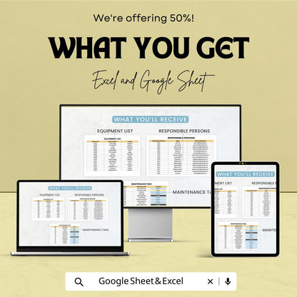 Operations Preventive Maintenance Planning Template, Equipment Maintenance Tracker, Maintenance Schedule Spreadsheet, PM Planner