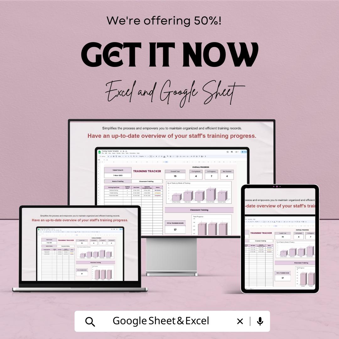 Training Tracker Template Excel & Google Sheets | Employee Training Log | Staff Progress Dashboard | Training Management Spreadsheet