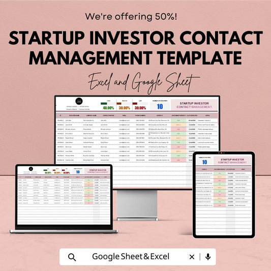 Startup Investor Contact Management Template | Excel & Google Sheets | Investor CRM Spreadsheet | Fundraising Tracker Tool