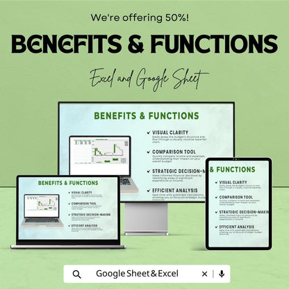 Budget Waterfall Chart Template | Excel & Google Sheets Budget Tracker | Financial Analysis Spreadsheet | Income Expense Breakdown Chart