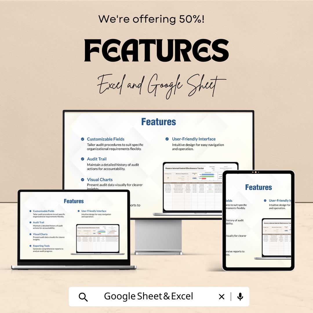 Finance Internal Control Effectiveness Tracker Sheet | Excel & Google Sheets Template | Track Control Effectiveness | Internal Audit Tool |