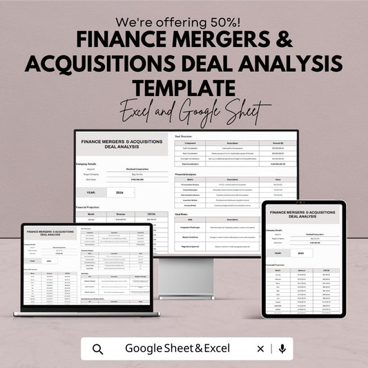Finance Mergers & Acquisitions Deal Analysis Template | MandA Financial Model | Acquisition Valuation Tool | Excel and Google Sheets