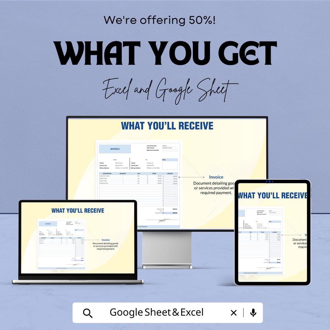 Basic Invoice Template | Business Billing Spreadsheet | Printable Invoice Form | Small Business Invoice Template