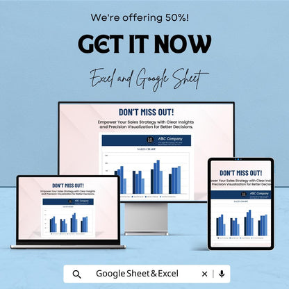 Sales Chart Sheet - Excel & Google Sheets Template for Visualizing Sales Performance and Data Analysis