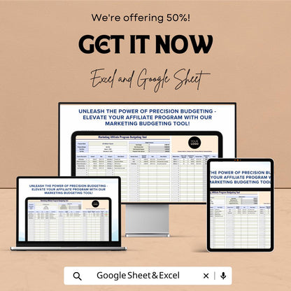 Marketing Affiliate Budget Template, Affiliate Program Tracker, Excel & Google Sheets Marketing Budget Tool, Affiliate Expense Planner