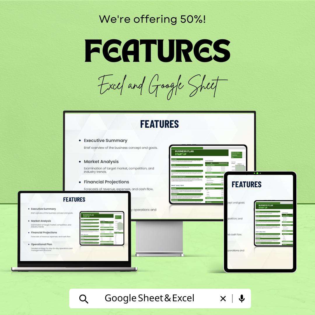 Business Plan Startup Template for Entrepreneurs | Startup Plan | Financial Projections, SWOT, Cash Flow, and Marketing Strategy