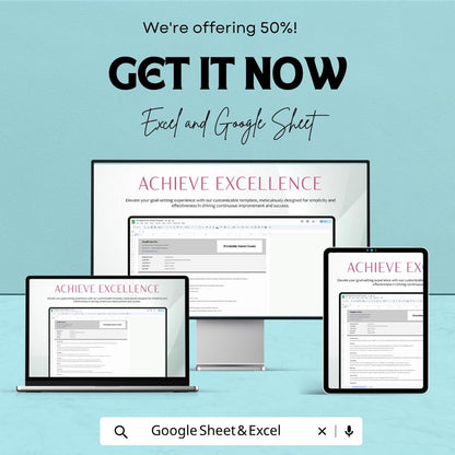 Printable SMART Goals Template | Goal Setting Worksheet | Goal Planner Spreadsheet | Productivity Planner