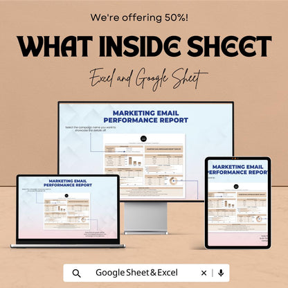 Marketing Email Report Template, Email Performance Tracker, Excel & Google Sheets Campaign Analytics Dashboard, Email Marketing Report