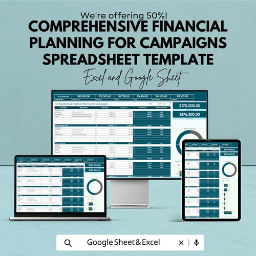 Campaign Financial Planning Spreadsheet | Marketing Budget Tracker | Campaign Budget Template | Expense & Revenue Forecast