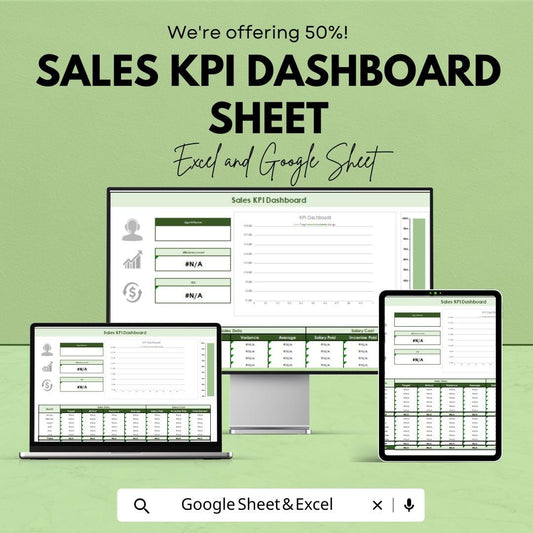 Sales KPI Dashboard Template | Track Performance, Sales Data, and Key Metrics | Excel & Google Sheet | Business Growth Tracker