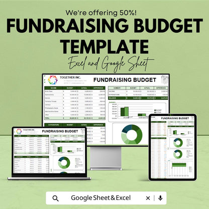 Fundraising Budget Template | Excel & Google Sheets | Nonprofit Budget Planner | Donation and Expense Tracker