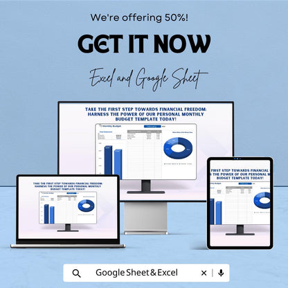 Personal Monthly Budget Sheet Template | Monthly Budget Planner | Google Sheet & Excel Budget Tracker | Easy Financial Management