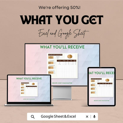 Recipe Cost Calculator Template | Food Cost Spreadsheet | Menu Pricing Calculator | Ingredient Cost Tracker | Catering Budget Tool