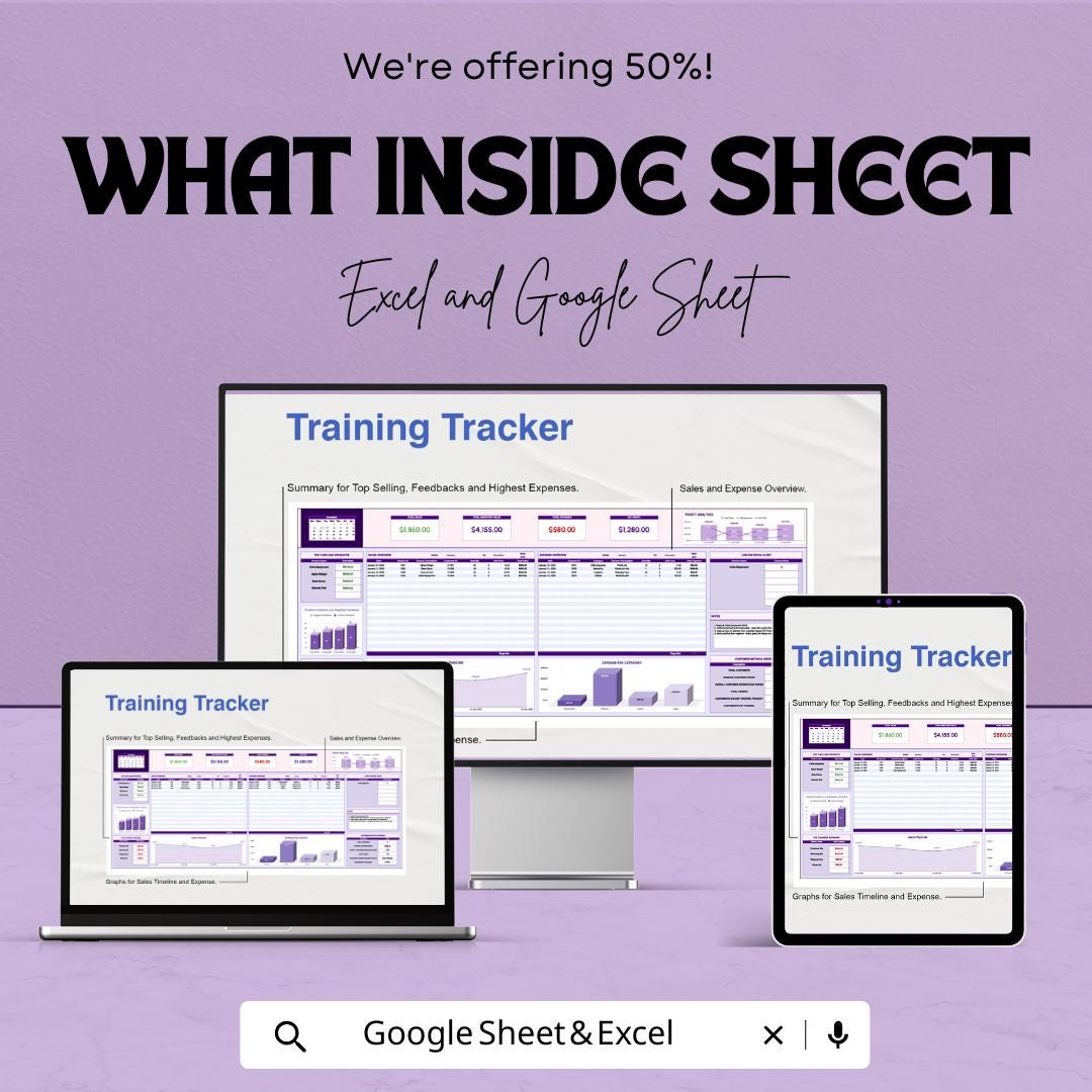 Business Tracker Template - Excel and Google Sheets - Track Sales, Expenses, Profits & Performance - 50% Off