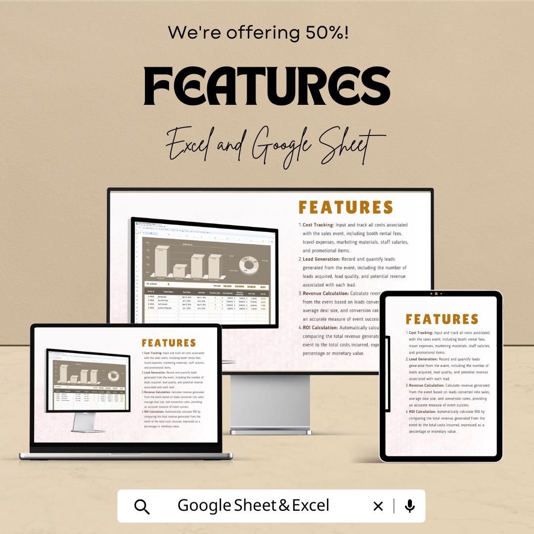 Sales Event ROI Calculator Template | Event Performance Tracker | Marketing ROI Spreadsheet | Sales Event Analysis Template