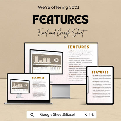 Sales Event ROI Calculator Template | Event Performance Tracker | Marketing ROI Spreadsheet | Sales Event Analysis Template