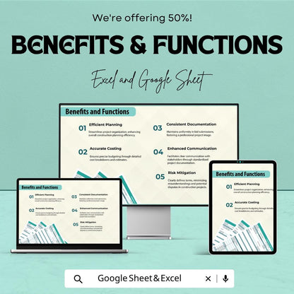 Construction Bid Template | Commercial Estimate Sheet | Contractor Proposal Template | Excel & Google Sheets Bid Form | Project Cost