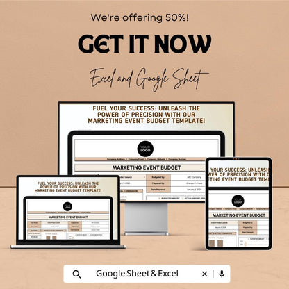 Marketing Event Budget Template, Event Budget Planner, Excel & Google Sheets Event Cost Tracker, Marketing Event Expense Spreadsheet