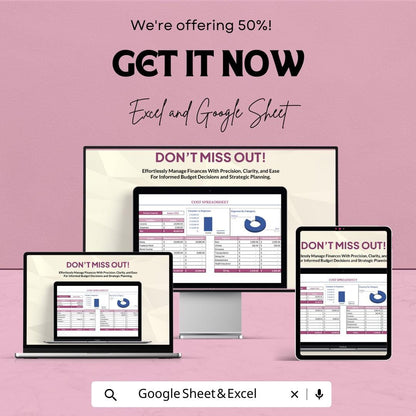 Cost Spreadsheet Template | Excel & Google Sheets Budget Tracker | Income Expense Dashboard | Financial Planning Tool