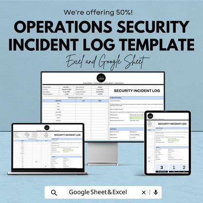 Operations Security Incident Log Template, Security Report Sheet, Incident Tracker, Workplace Safety Log