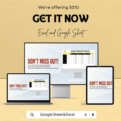 Revenue Projection Template | Excel & Google Sheets | Sales Forecasting Spreadsheet | Revenue Planning Tool | Financial Projection Template