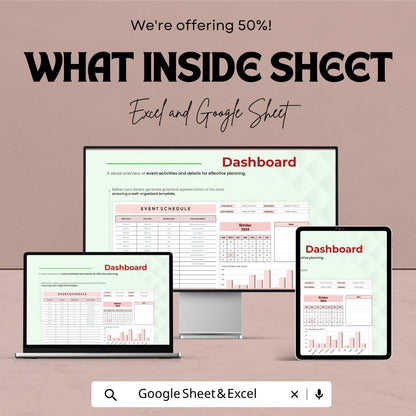 Event Schedule Template | Event Timeline Spreadsheet | Daily Event Planner Sheet | Excel & Google Sheets | Conference Agenda Planner