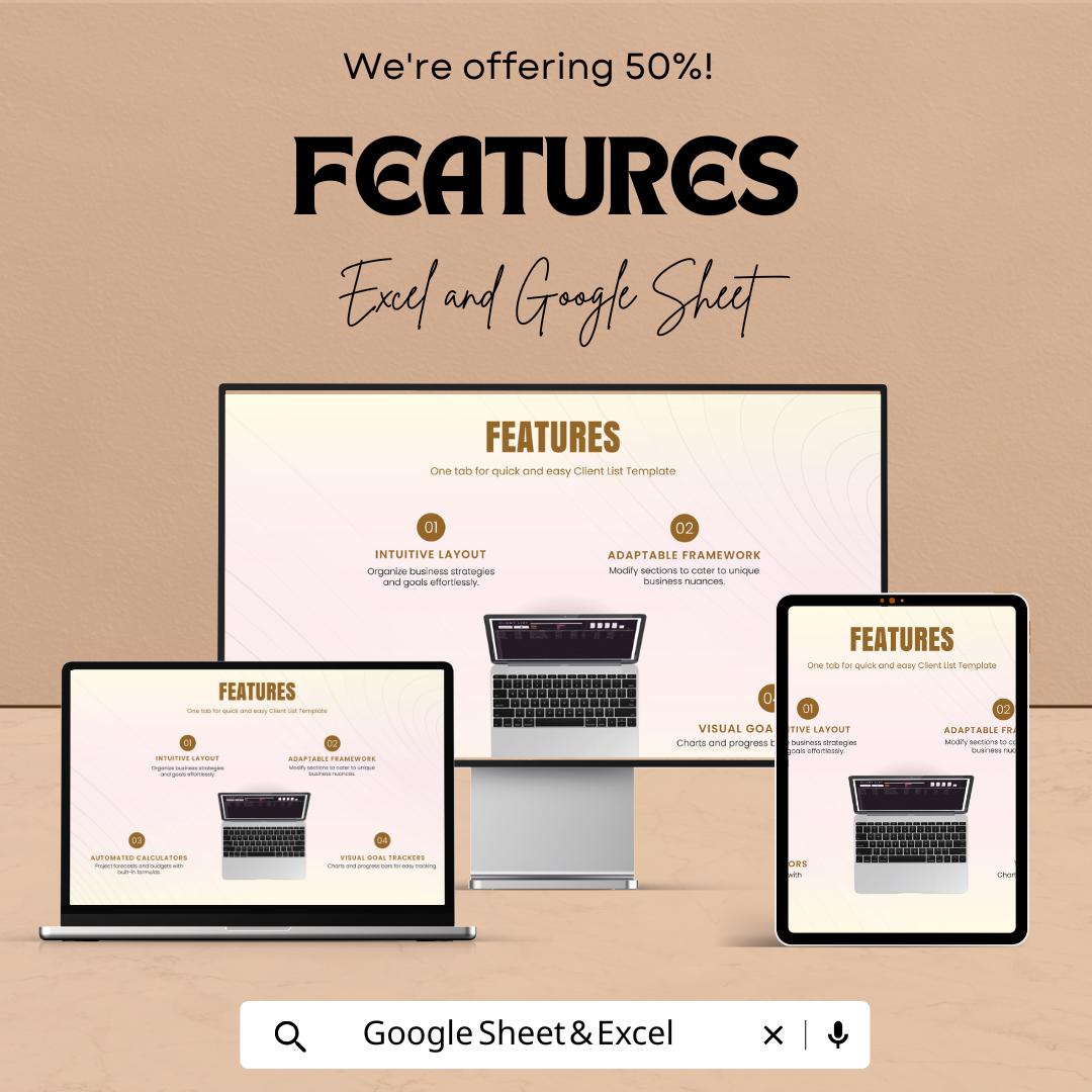 Client List Template | CRM Tracker for Leads & Contacts | Google Sheets and Excel