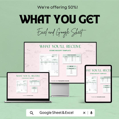 Store Receipt Template | Editable Sales Invoice | Printable Business Receipt | Cash Register Template | Transaction Tracker