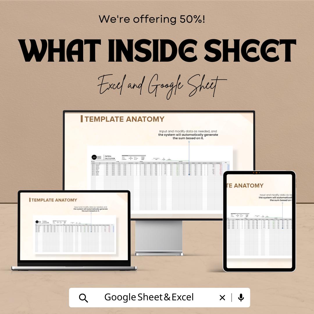 Startup Payroll Calculation Spreadsheet Template | Excel and Google Sheets | Payroll Calculator | Employee Salary & Payslip Tracker