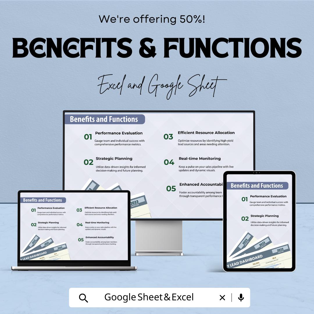 Sales Monthly Lead Dashboard | Sales Metrics Tracker | Conversion Rate & Performance Insights | Yearly Data Analysis | Marketing Template