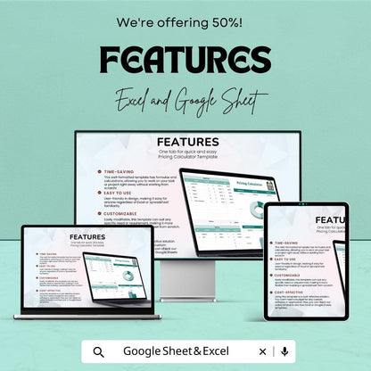 Pricing Calculator Sheet for Material & Labor Cost | Excel and Google Sheet Template | Event Planning, Budgeting, and Cost Estimation