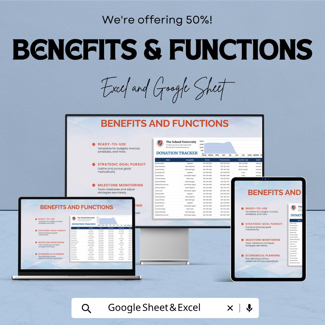 Donation Tracker Template, Donor Management Spreadsheet, Fundraising Tracker, Nonprofit Excel Template, Charity Tracker