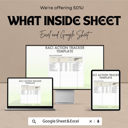 RACI Action Tracker Template | Project Accountability Tracker | Excel & Google Sheets