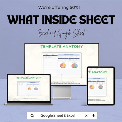 Assignment Checklist Template | Student Assignment Tracker | Homework Planner Spreadsheet | Excel & Google Sheets Checklist |