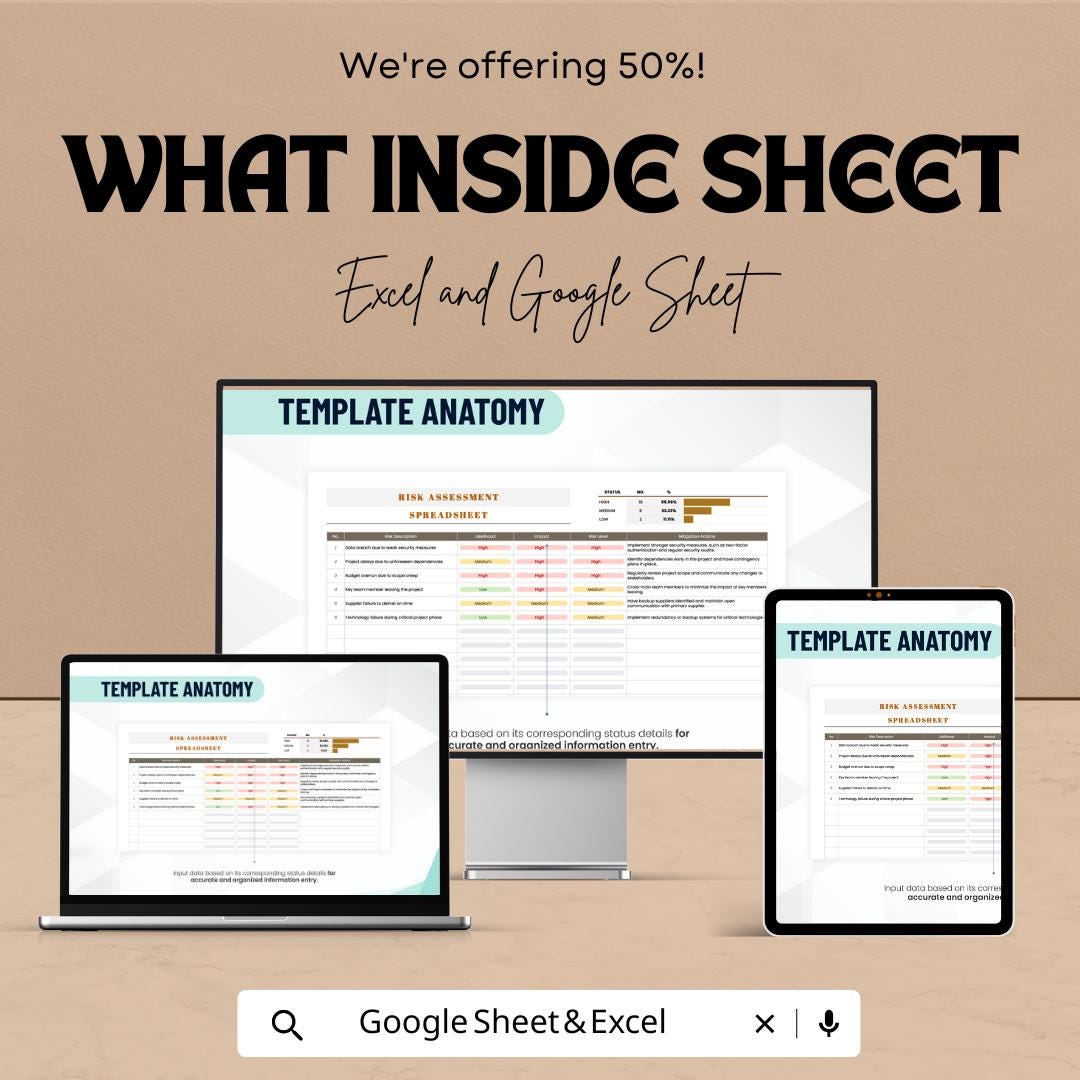 Risk Assessment Spreadsheet - Excel & Google Sheet Template for Risk Management