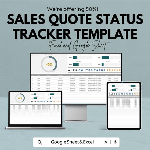 Sales Quote Status Tracker Template | Sales Tracker for Excel & Google Sheets | Quote Management Spreadsheet | CRM Quote Tracker