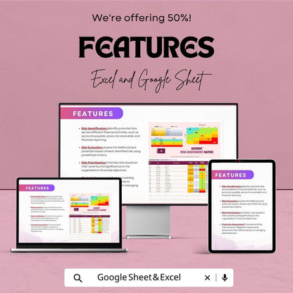Accounts Risk Assessment Matrix Template | Risk Assessment Spreadsheet | Financial Risk Analysis Tool | Excel & Google Sheets |