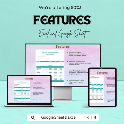 Freelance Project Budget Template | Excel and Google Sheets | Income & Expense Tracker | Freelancer Finance Planner | Budget Worksheet