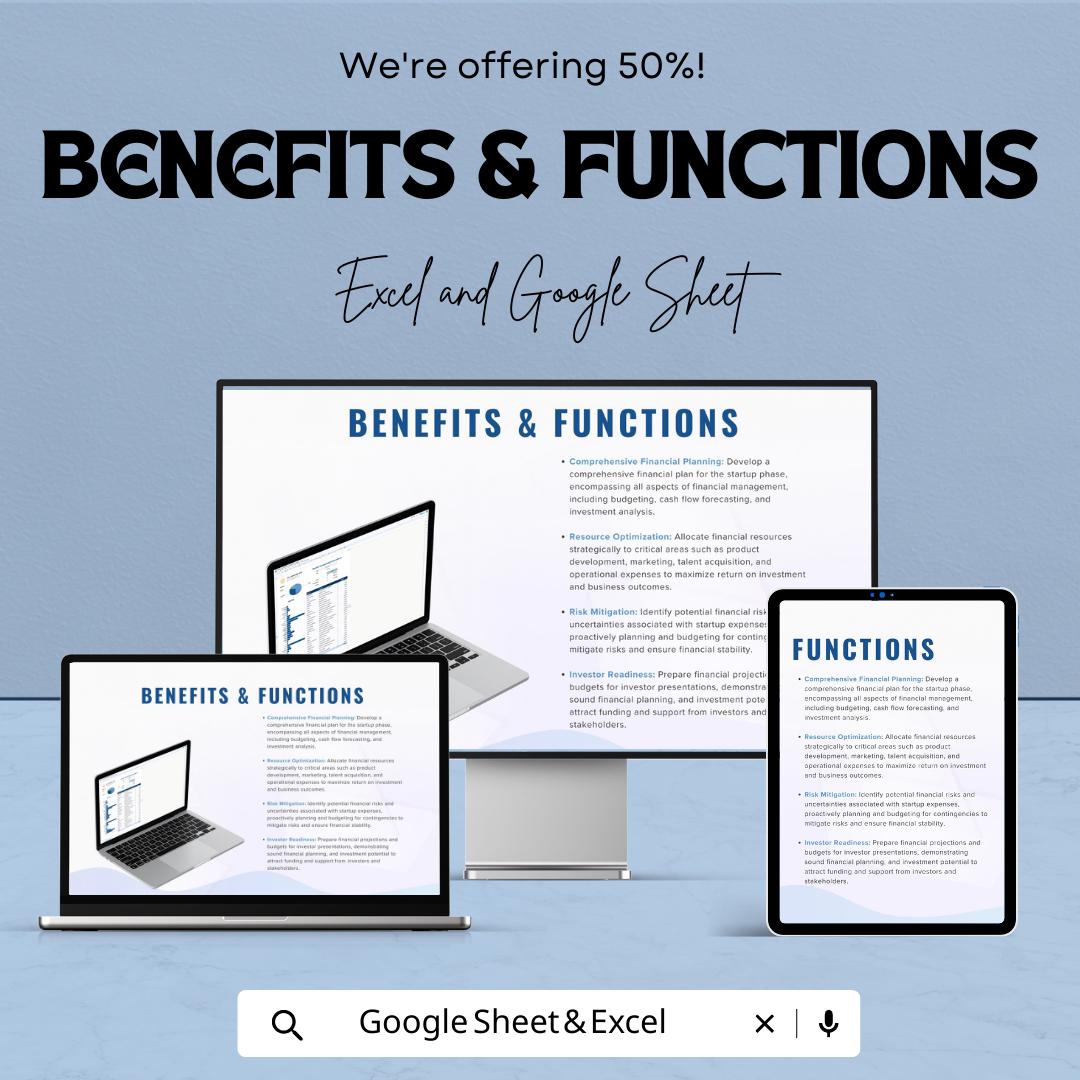 Monthly Startup Budget Spreadsheet Template | Small Business Budget Planner | Income and Expense Tracker | Excel & Google Sheets