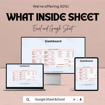 Party Planner Sheet | Event Planning Template | Budget Tracker | Excel & Google Sheets | Party Organizer