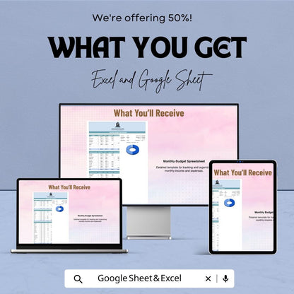 Monthly Budget Spreadsheet Template | Income & Expense Tracker | Financial Planner | Budget Template