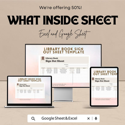 Library Book Sign Out Sheet Template - Excel and Google Sheet | Track Library Usage & Borrowed Books | Easy-to-Use Library Management Tool