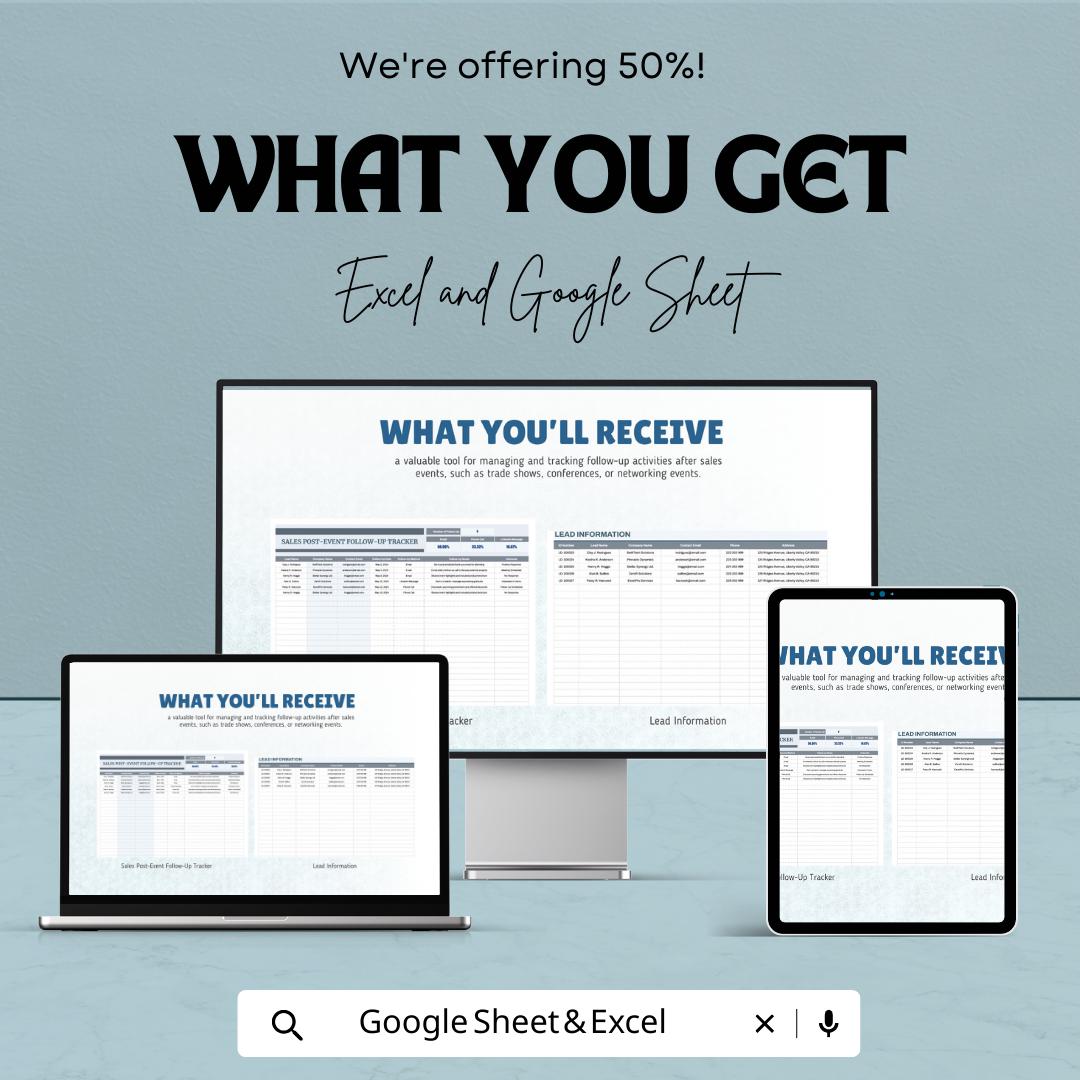 Sales Post-Event Follow-Up Tracker Template | Excel & Google Sheets Lead Management Tool | Sales Follow-Up Dashboard