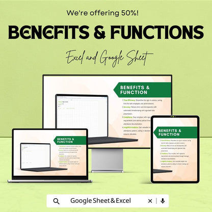 Employee Sign In Sheet Template - Excel & Google Sheets, Track Employee Attendance, Time Clock, HR Record Keeping