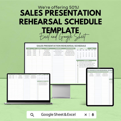Sales Presentation Rehearsal Schedule Template | Sales Meeting Planner | Presentation Practice Schedule | Digital Download