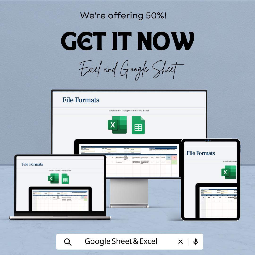 Change Management Spreadsheet Template | Project Change Log Tracker | Excel and Google Sheets Template | Change Request Log